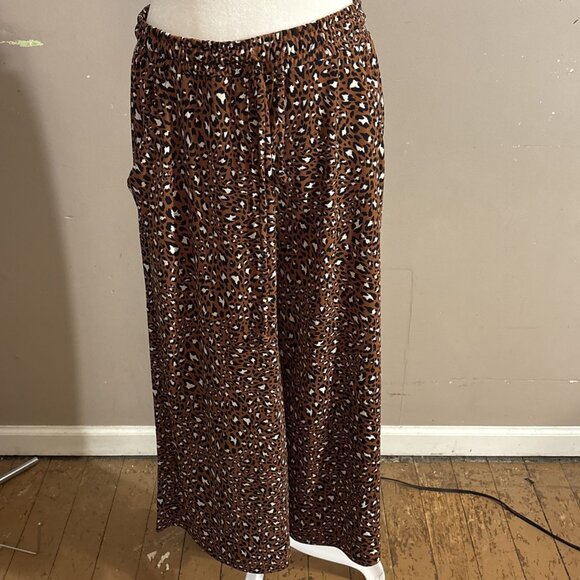 Banana Republic Wms Pants Leopard Print Wide Leg Cropped Pockets Drawstring Sz M - Picture 1 of 11